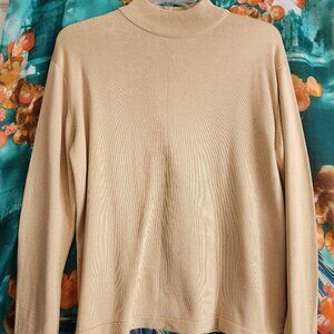 Tailored by HARLAN women's sweater 100% SILK Beige size XL l-24.5"
